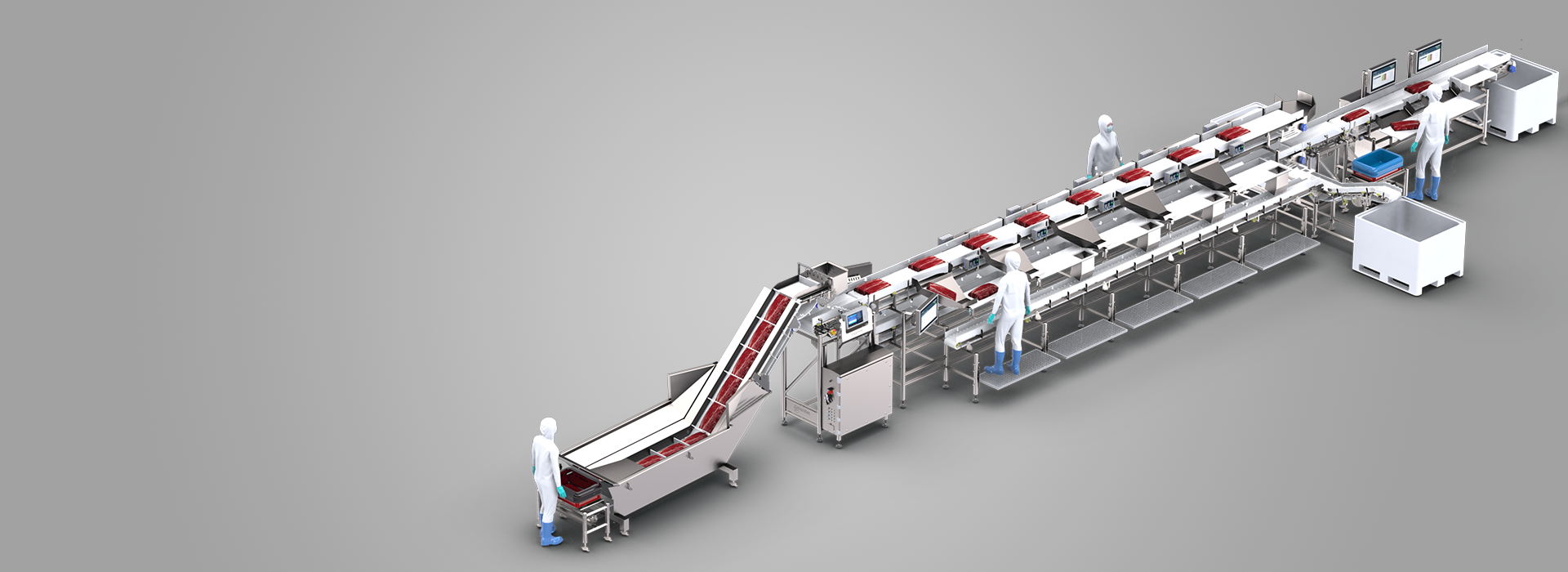 Intelligent meat trimming line monitoring of live yield, capacity and quality per operator
