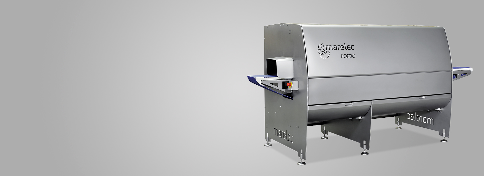 Máquina de corte inteligente para porciones de peso fijo de productos avícolas, como grandes filetes de ave para filetes de pavo.